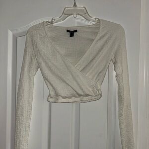 Forever 21 Cream Wrap Crop Top